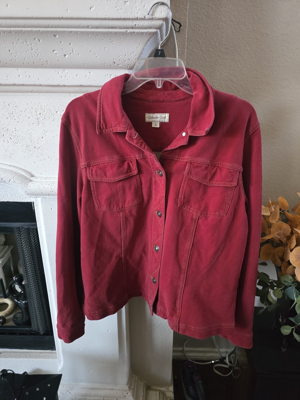 Coldwater Creek Red Button-Front Utility Jacket
